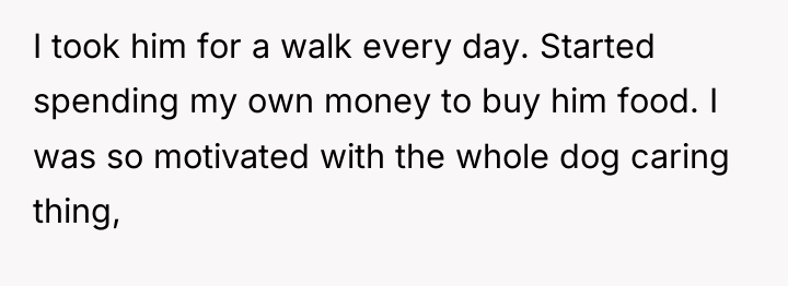I took him for a walk every day. Started spending...