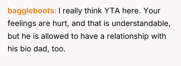 baggleboots I really think YTA here. Your feelings are hurt,...
