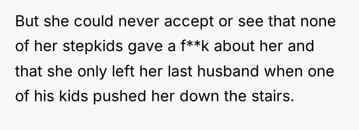 But she could never accept or see that none of...