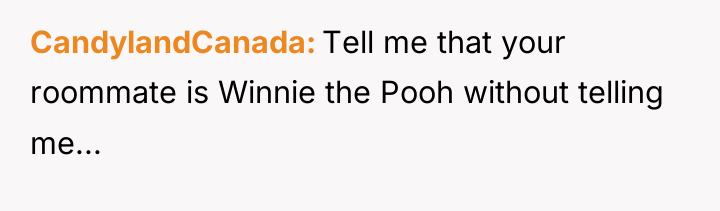 CandylandCanada Tell me that your roommate is Winnie the Pooh...