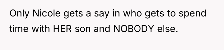 Only Nicole gets a say in who gets to spend...
