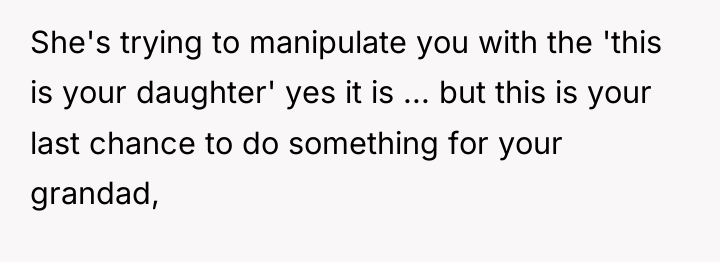 She's trying to manipulate you with the 'this is your...
