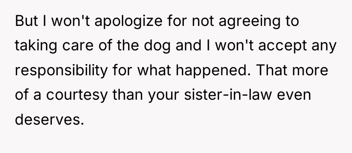 But I won't apologize for not agreeing to taking care...