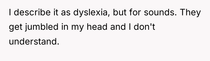 I describe it as dyslexia, but for sounds. They get...