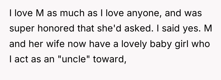 I love M as much as I love anyone, and...