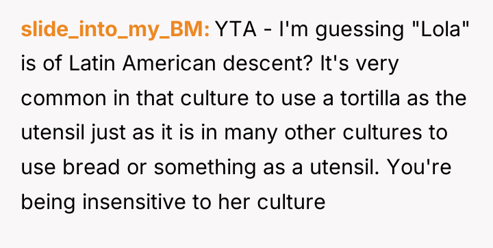 slide_into_my_BM YTA - I'm guessing "Lola" is of Latin American...