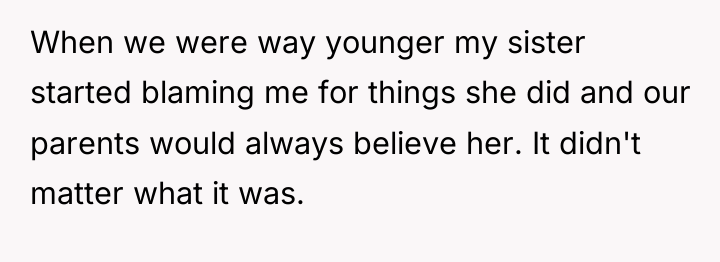 When we were way younger my sister started blaming me...