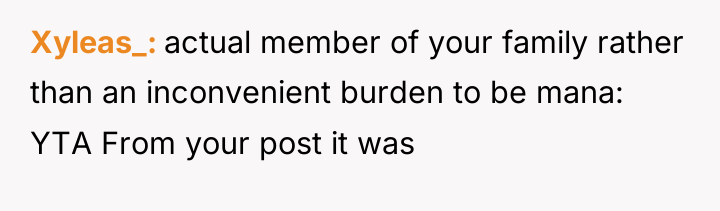 Xyleas_ actual member of your family rather than an inconvenient...