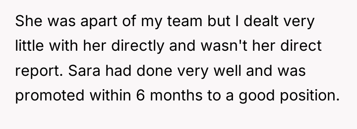 She was apart of my team but I dealt very...