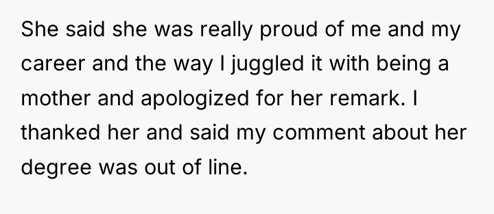 She said she was really proud of me and my...