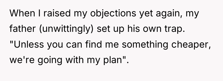 When I raised my objections yet again, my father (unwittingly)...