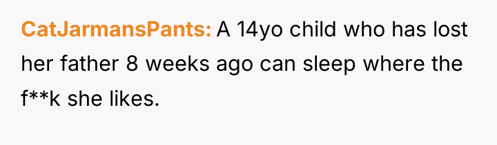 CatJarmansPants A 14yo child who has lost her father 8...