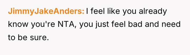 JimmyJakeAnders I feel like you already know you're NTA, you...
