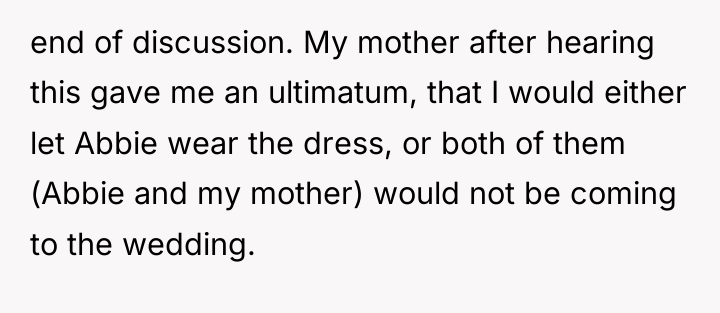 end of discussion. My mother after hearing this gave me...