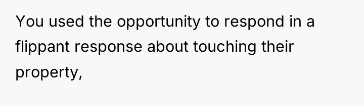 You used the opportunity to respond in a flippant response...