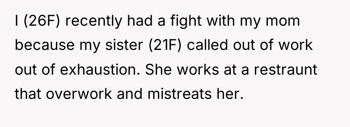 I (26F) recently had a fight with my mom because...