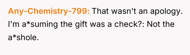 Any-Chemistry-799 That wasn't an apology. I'm a*suming the gift was...