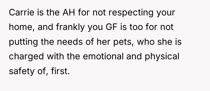 Carrie is the AH for not respecting your home, and...