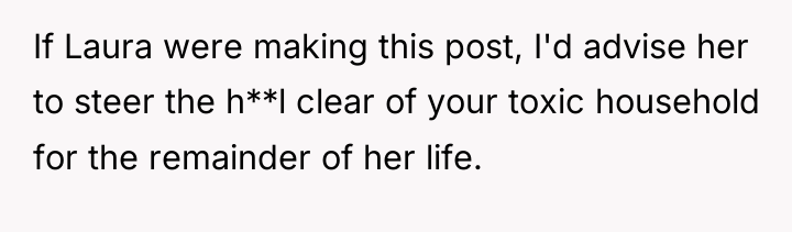 If Laura were making this post, I'd advise her to...