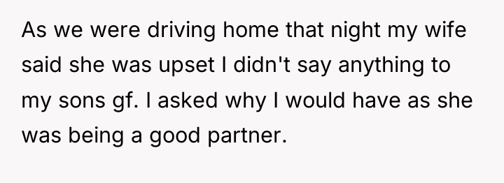 As we were driving home that night my wife said...