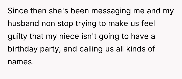 Since then she's been messaging me and my husband non...