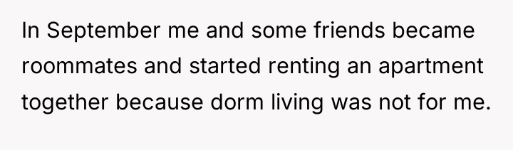 In September me and some friends became roommates and started...