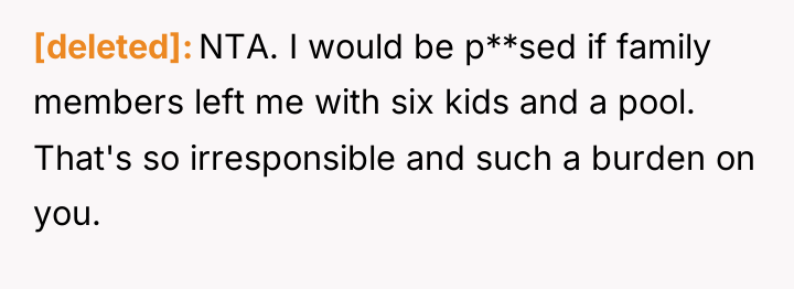[deleted] NTA. I would be p**sed if family members left...