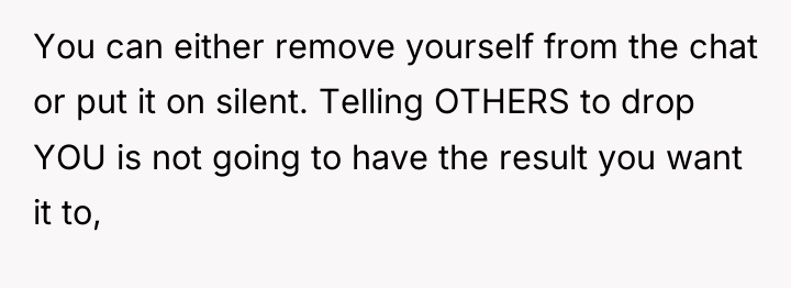 You can either remove yourself from the chat or put...