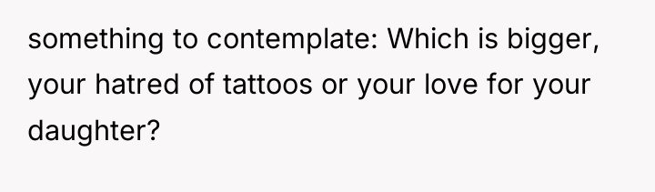 something to contemplate: Which is bigger, your hatred of tattoos...