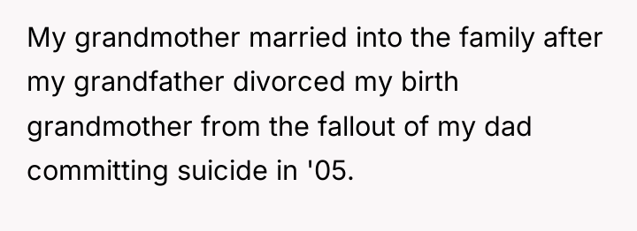 My grandmother married into the family after my grandfather divorced...