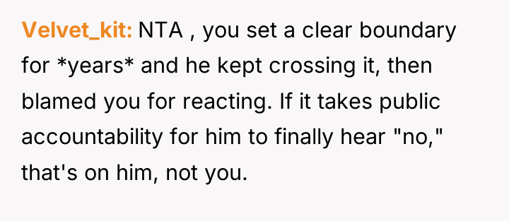 Velvet_kit NTA , you set a clear boundary for *years*...