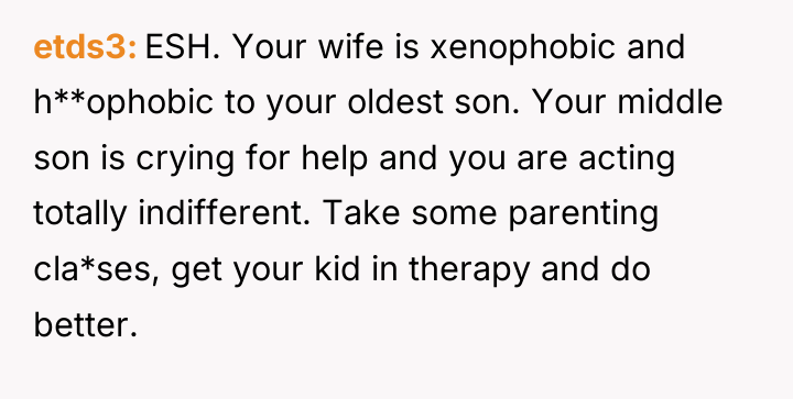 etds3 ESH. Your wife is xenophobic and h**ophobic to your...
