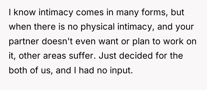 I know intimacy comes in many forms, but when there...