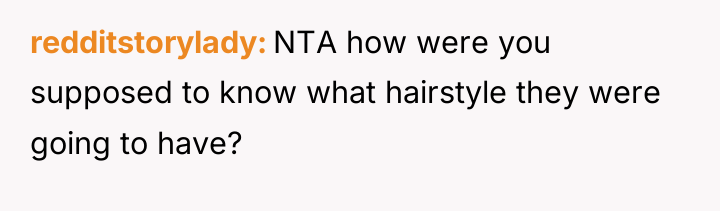 redditstorylady NTA how were you supposed to know what hairstyle...