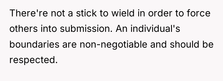 There're not a stick to wield in order to force...