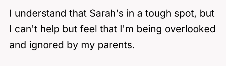 I understand that Sarah's in a tough spot, but I...