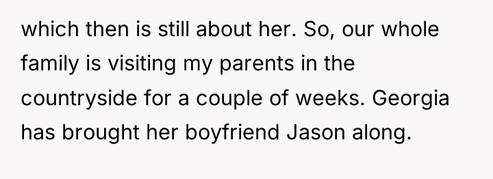 which then is still about her. So, our whole family...