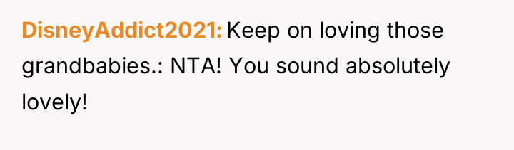 DisneyAddict2021 Keep on loving those grandbabies.: NTA! You sound absolutely...