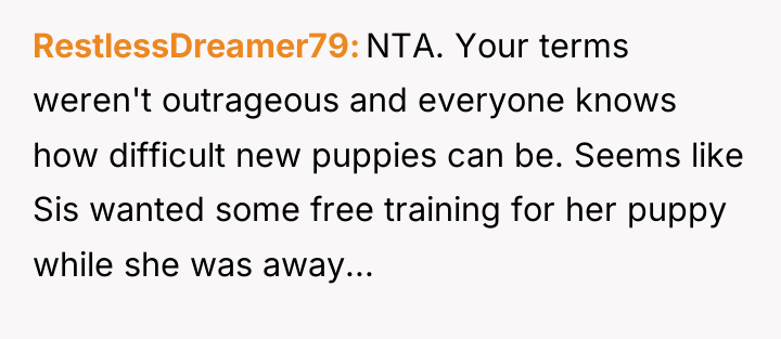 RestlessDreamer79 NTA. Your terms weren't outrageous and everyone knows how...