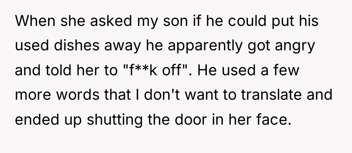 When she asked my son if he could put his...