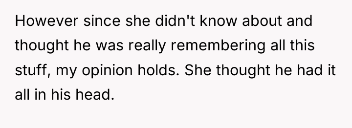 However since she didn't know about and thought he was...