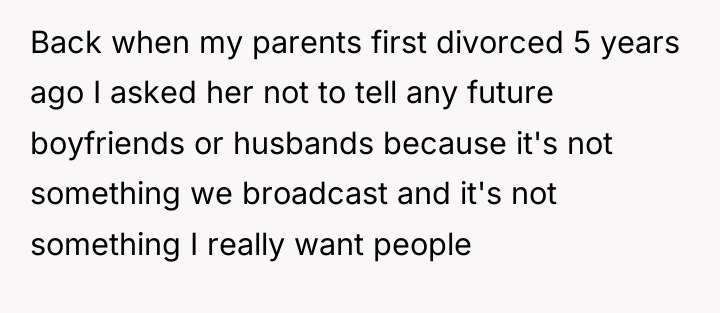 Back when my parents first divorced 5 years ago I...