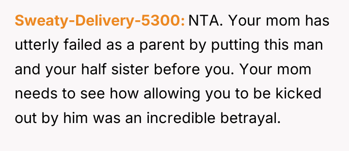 Sweaty-Delivery-5300 NTA. Your mom has utterly failed as a parent...