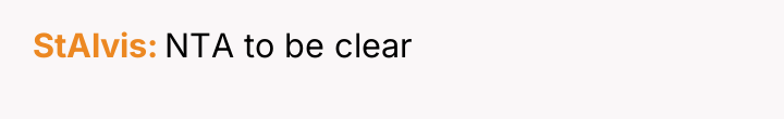 StAlvis NTA to be clear