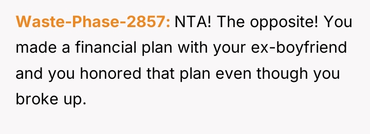 Waste-Phase-2857 NTA! The opposite! You made a financial plan with...
