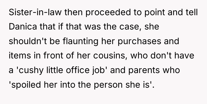 Sister-in-law then proceeded to point and tell Danica that if...