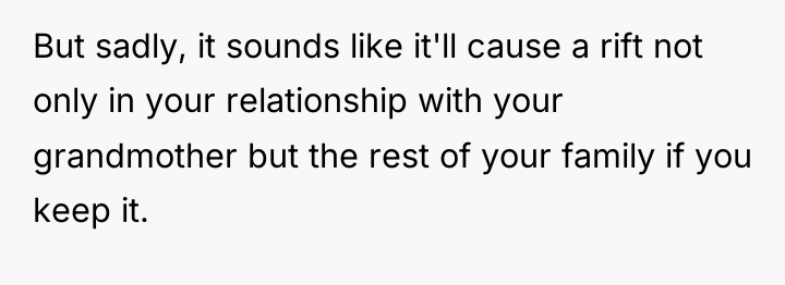 But sadly, it sounds like it'll cause a rift not...