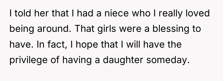 I told her that I had a niece who I...