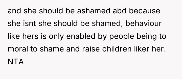 and she should be ashamed abd because she isnt she...