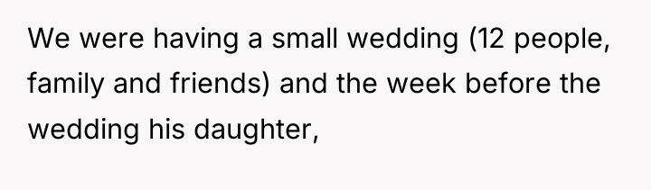 We were having a small wedding (12 people, family and...